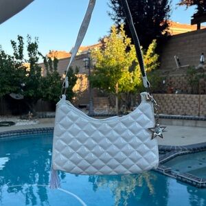 Elegant White Quilted faux leather Hand Bag